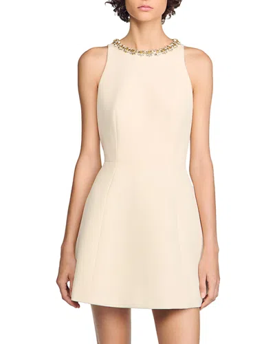 Sandro Santaluna Embellished Mini Dress In Metallic