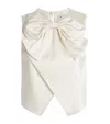 Sandro Satin Bow Crop Top In White