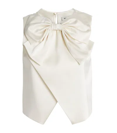 Sandro Satin Bow Crop Top In White