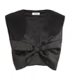 Sandro Satin Bow Cropped Top In Black