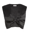 Sandro Satin Bow Cropped Top In Black