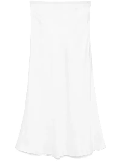 Sandro Satin-effect Midi Skirt In 白色