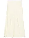 Sandro Womens Naturels Logo Lace-waistband Floaty-hem Satin Midi Skirt In Yellow