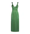 Sandro Satin Maxi Dress In Green