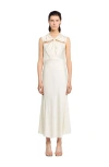 Sandro Womens Rhinestone-embellished Cut-out Satin Maxi Dress Ecru In White