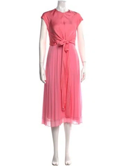 Pre-owned Sandro Satin Midi Length Dress In Pink
