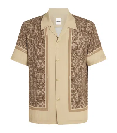 Sandro Satin Patterned Shirt In Neutral