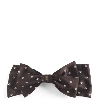 Sandro Satin Printed Hair Bow In Black