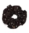 Sandro Satin Scarf Print Scrunchie In Black