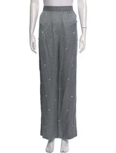 Pre-owned Sandro Satin Wide Leg Pants In Gray