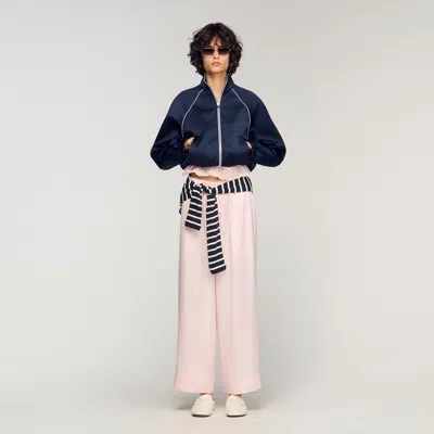 Sandro Satin Wide-leg Trousers In Pink