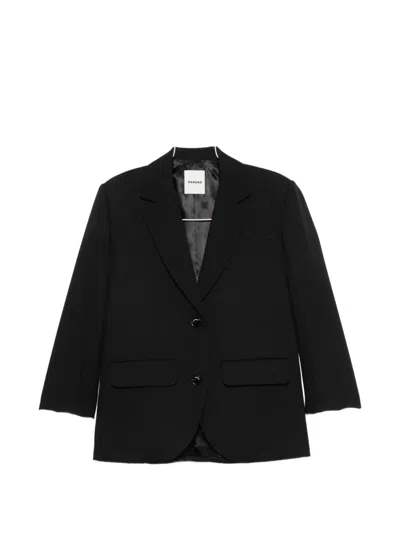 Sandro Satin-back Wool Blazer In Black