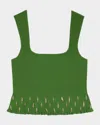 Sandro Womens Verts Fish-embellished Square-neck Knitted Top