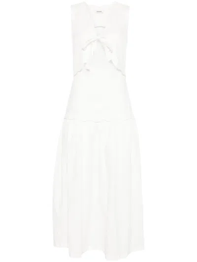 Sandro Scallop-edge Maxi Dress In White