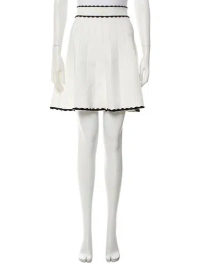 Pre-owned Sandro Scalloped Accent Knee-length Skirt In White