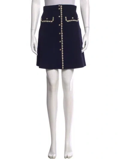 Pre-owned Sandro Scalloped Accent Mini Skirt In Blue