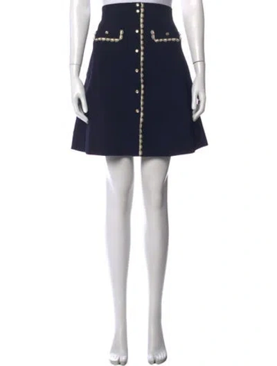Pre-owned Sandro Scalloped Accent Mini Skirt In Blue