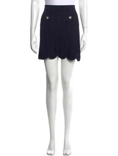 Pre-owned Sandro Scalloped Accent Mini Skirt In Blue