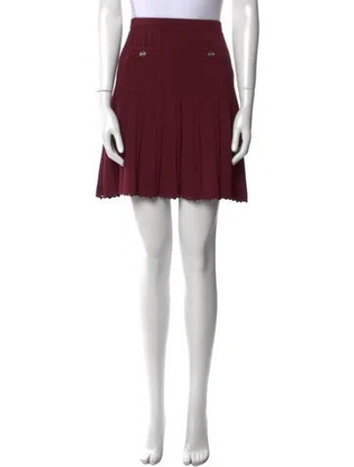 Pre-owned Sandro Scalloped Accent Mini Skirt In Burgundy