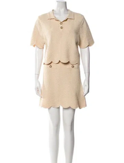 Pre-owned Sandro Scalloped Accent Skirt Set In Neutral