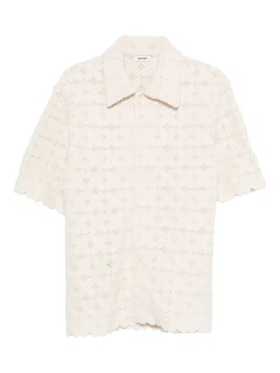 Sandro Scalloped-crochet Shirt In Neutral