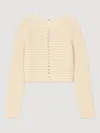 Sandro Scalloped-edge Button-up Cardigan In Neutrals