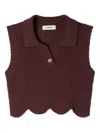 Sandro Scalloped-hem Single-button Top In Brown