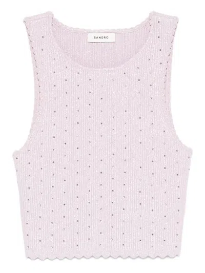 Sandro Scalloped-hem Tank Top In Purple