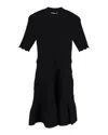 Sandro Scalloped-trim Knitted Dress In Black Viscose In Black