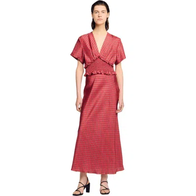 Sandro Scarf Print Maxi Dress In Multi