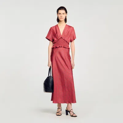 Sandro Scarf Print Maxi Dress In Red