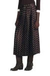 Sandro Pleated Patterned Midi Skirt In Black