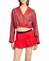 Sandro Printed Cropped Shirt In Red
