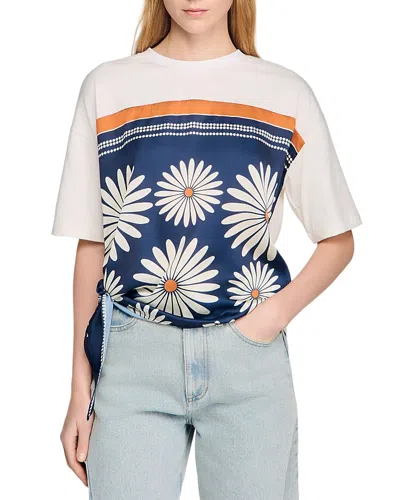 Sandro Scarf Print Tee In Blue