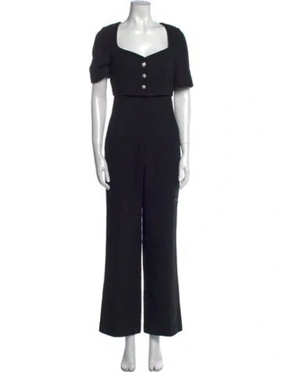 Pre-owned Sandro Scoop Neck Jumpsuit In Black