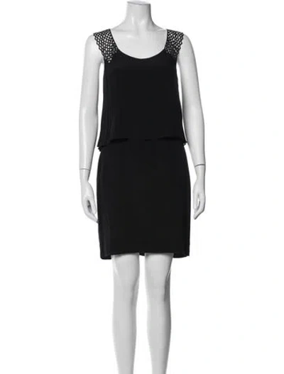 Pre-owned Sandro Scoop Neck Knee-length Dress In Black