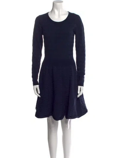 Pre-owned Sandro Scoop Neck Knee-length Dress In Blue