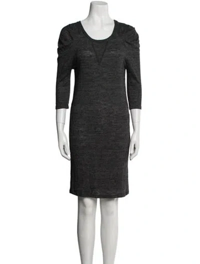 Pre-owned Sandro Scoop Neck Knee-length Dress In Gray