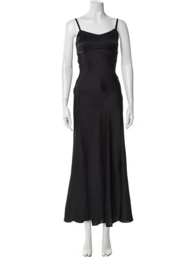 Pre-owned Sandro Scoop Neck Long Dress In Black
