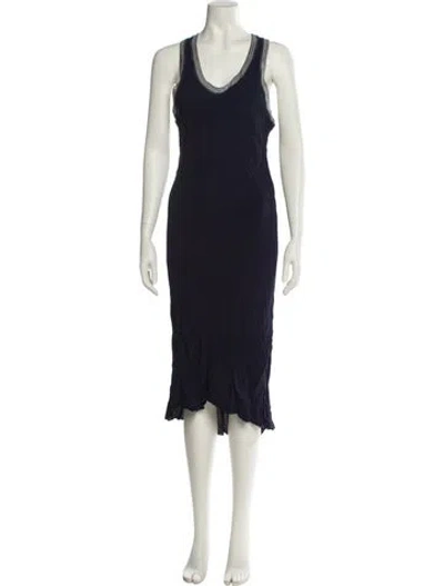 Pre-owned Sandro Scoop Neck Long Dress In Multi