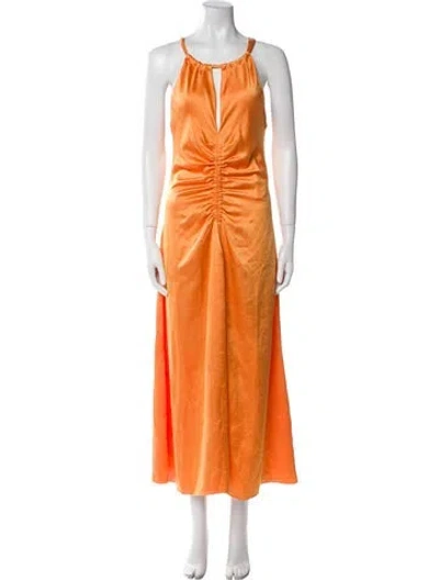 Pre-owned Sandro Scoop Neck Long Dress In Orange