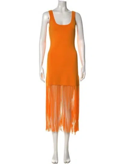 Pre-owned Sandro Scoop Neck Long Dress In Orange