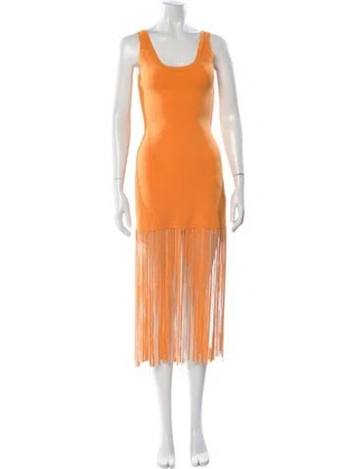 Pre-owned Sandro Scoop Neck Long Dress In Orange