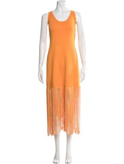 Pre-owned Sandro Scoop Neck Long Dress W/ Tags In Orange