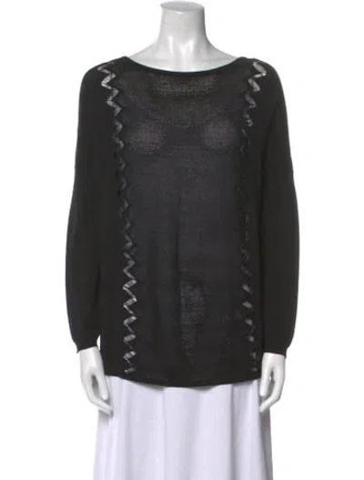 Pre-owned Sandro Scoop Neck Long Sleeve Blouse In Black