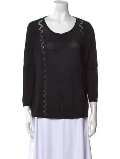 Pre-owned Sandro Scoop Neck Long Sleeve Sweatshirt In Multi