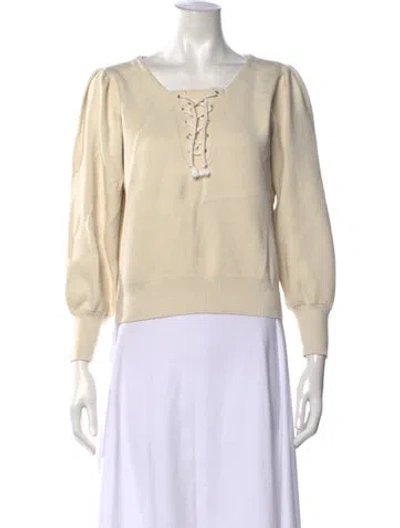 Pre-owned Sandro Scoop Neck Long Sleeve Sweatshirt In Neutrals