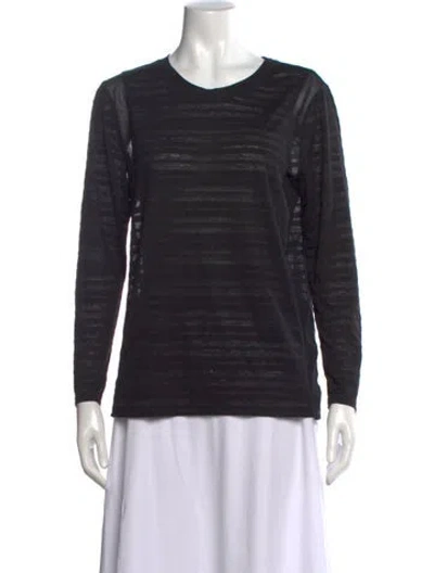 Pre-owned Sandro Scoop Neck Long Sleeve Top In Black