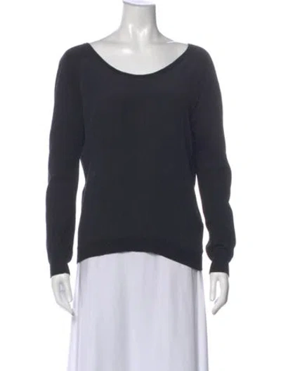 Pre-owned Sandro Scoop Neck Long Sleeve Top In Gray