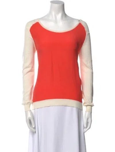 Pre-owned Sandro Scoop Neck Long Sleeve Top In Orange